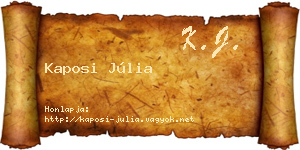 Kaposi Júlia névjegykártya